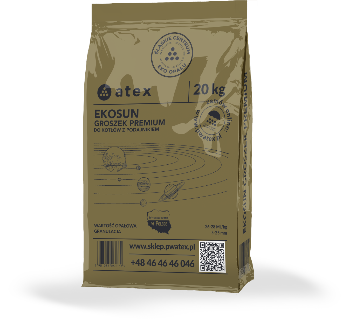 Worek groszku plus Ekosun ATEX 20 kg na palecie - węgiel hurt premium